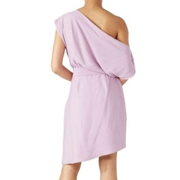 WISH Rise Purple One Shoulder Tie Waist‎ Asymmetrical Mini Dress Size S - Picture 5 of 11